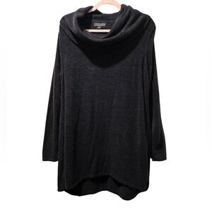 Barefoot Dreams CozyChic Ultra Light Cowl Neck Tunic, Carbon/Black, Size Large